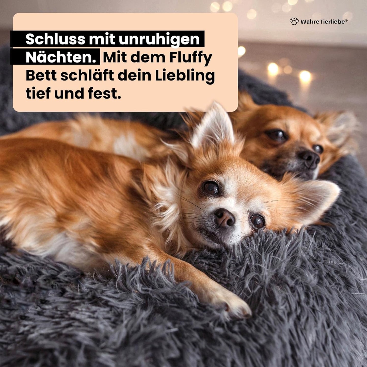 Wahre Tierliebe Hundebett Fluffy Wolke - Das Original, Mit Waschbarem Bezug Hundekissen, Hundekorb, Flauschiges Hundebett Für Große, Mittelgroße & Kleine Hunde