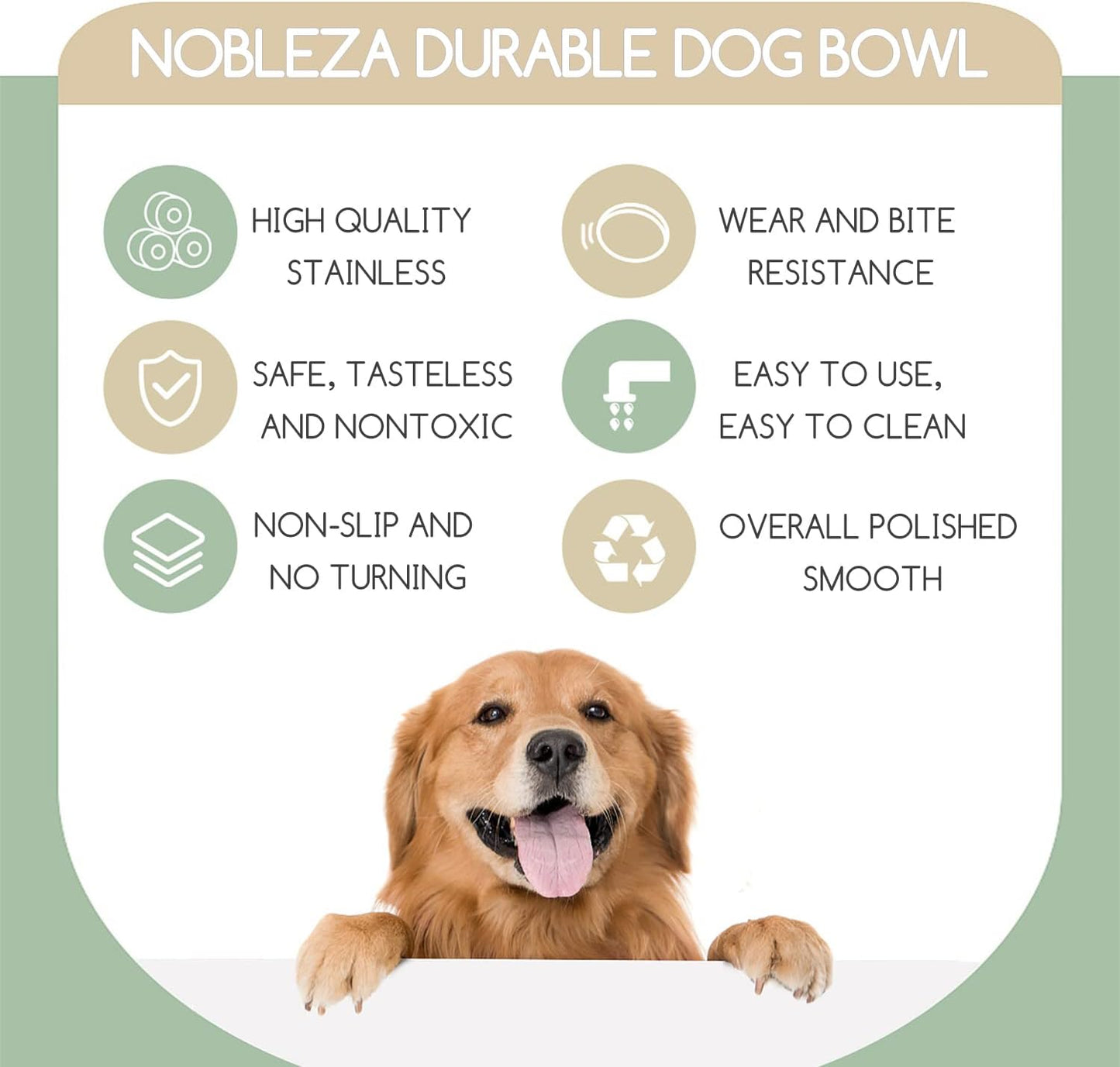Nobleza - 2 Stück Edelstahl Hundenapf, Futternapf Hund, Wassernapf Für Mittelgroße/Große Hunde, Rutschfeste Stapelbare Haustiergerichte Haustiergerichte, Haustierfütterungsschüssel Für Hunde 22.5 Cm