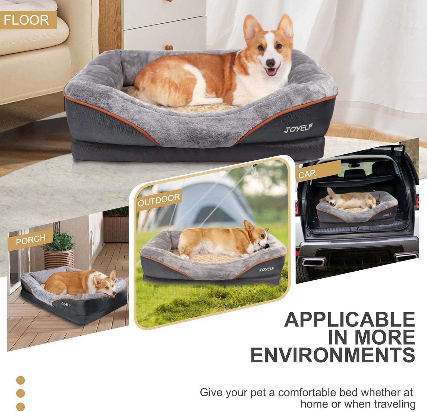 JOYELF Xlarge Gedächtnisschaum Hundebett Orthopädisches Hundebett & Sofa Mit Abnehmbarem Waschbarem Bezug Und Quietschspielzeug Als Geschenk