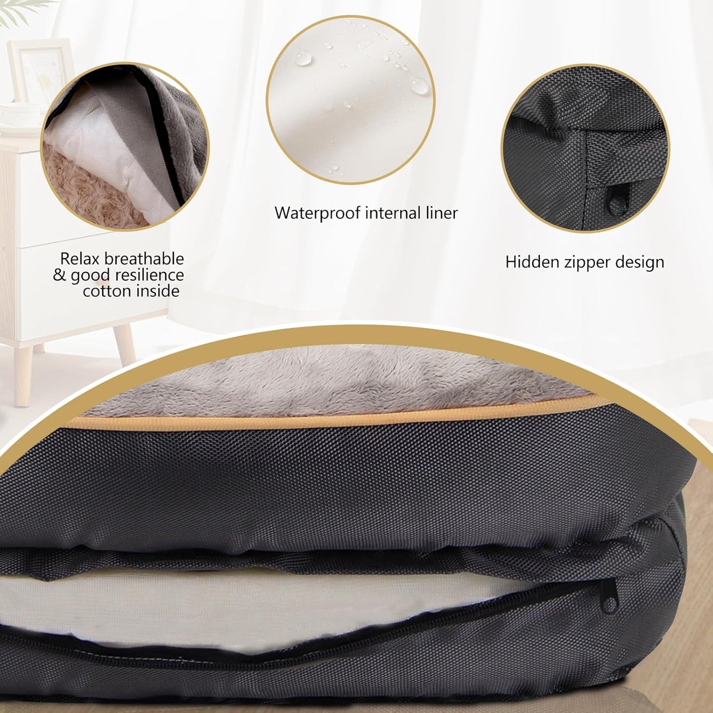 JOYELF Xlarge Gedächtnisschaum Hundebett Orthopädisches Hundebett & Sofa Mit Abnehmbarem Waschbarem Bezug Und Quietschspielzeug Als Geschenk