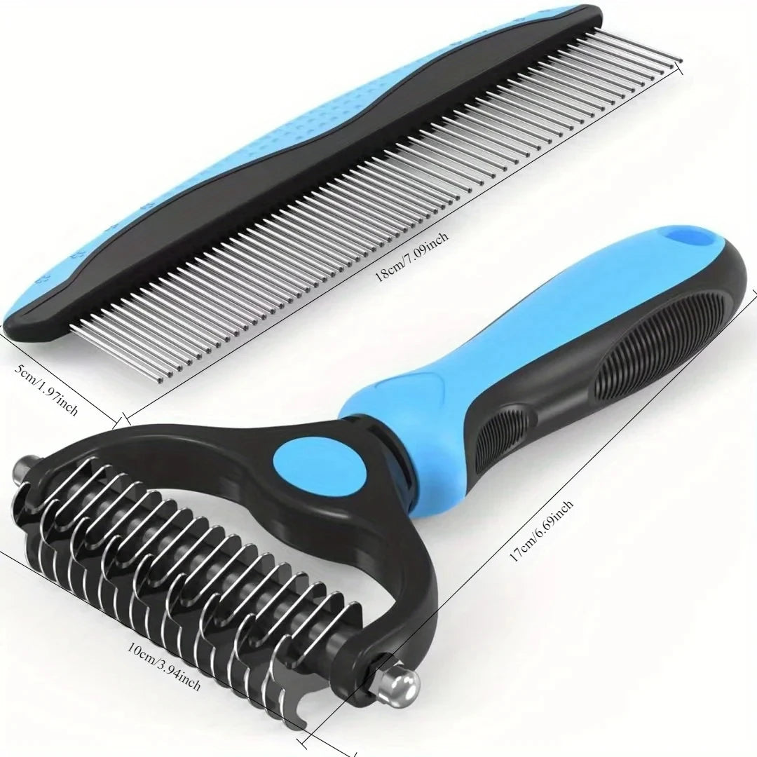 Pet Grooming Brush Comb,Dual-Sided Professional Deshedding Brush for Cats and Dogs ,Pet Brush for Removing Tangles and Knots
