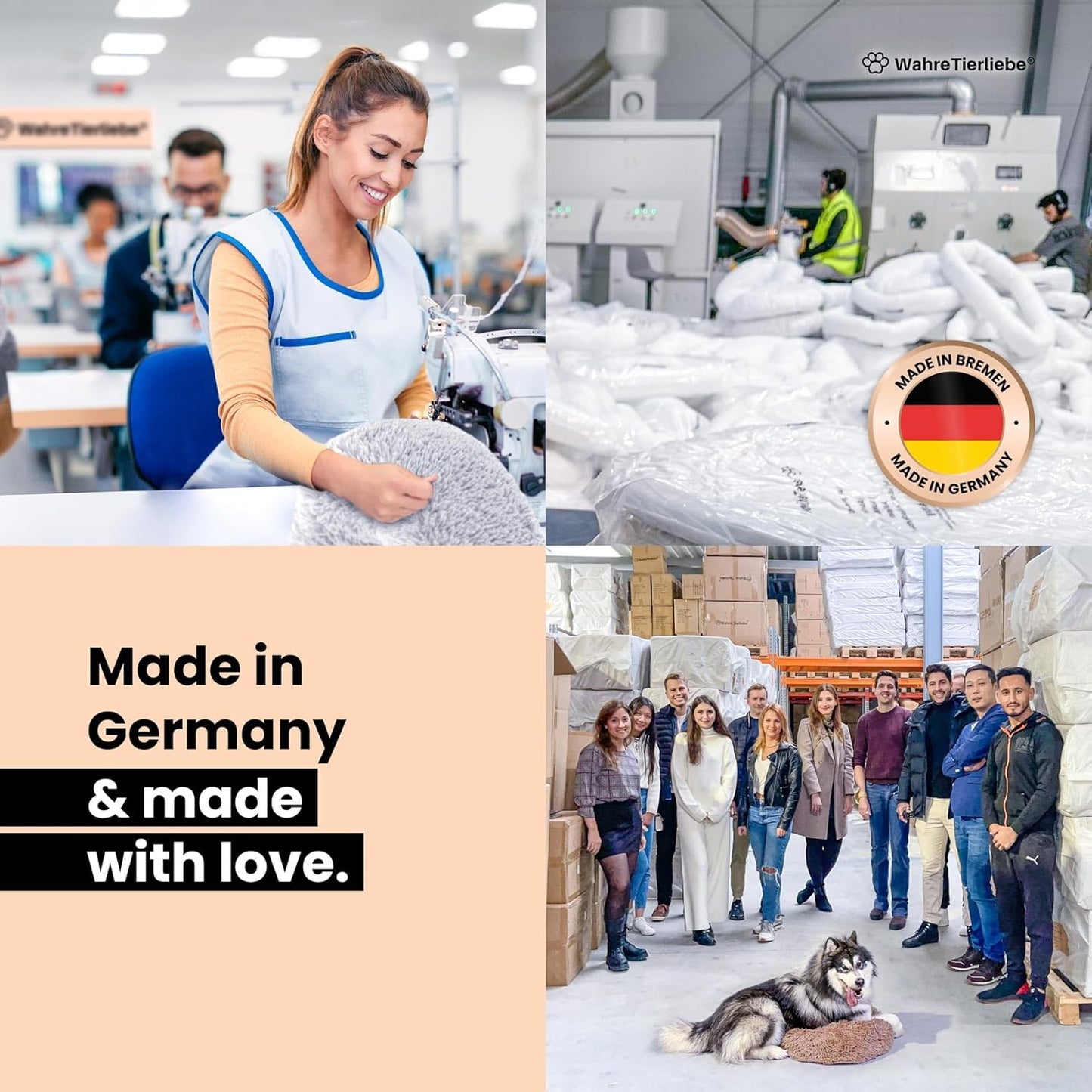 Wahre Tierliebe Hundebett Fluffy Wolke - Das Original, Mit Waschbarem Bezug Hundekissen, Hundekorb, Flauschiges Hundebett Für Große, Mittelgroße & Kleine Hunde