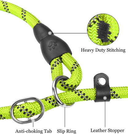 Tagme Retrieverleine Mit Zugstopp,Reflektierende Seilleine 185 Cm Moxonleine,Weicher Gepolsterter Griff,10Mm Für Mittlere Hunde,Grün