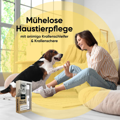 Animigo Krallenschleifer, Krallenschere Für Hunde & Katzen - Verschiedene Diamantkopf Größen - Sehr Leise - Motor Mit 2 Geschwindigkeiten & USB Anschluss - Für Haustiere Aller Krallengrößen