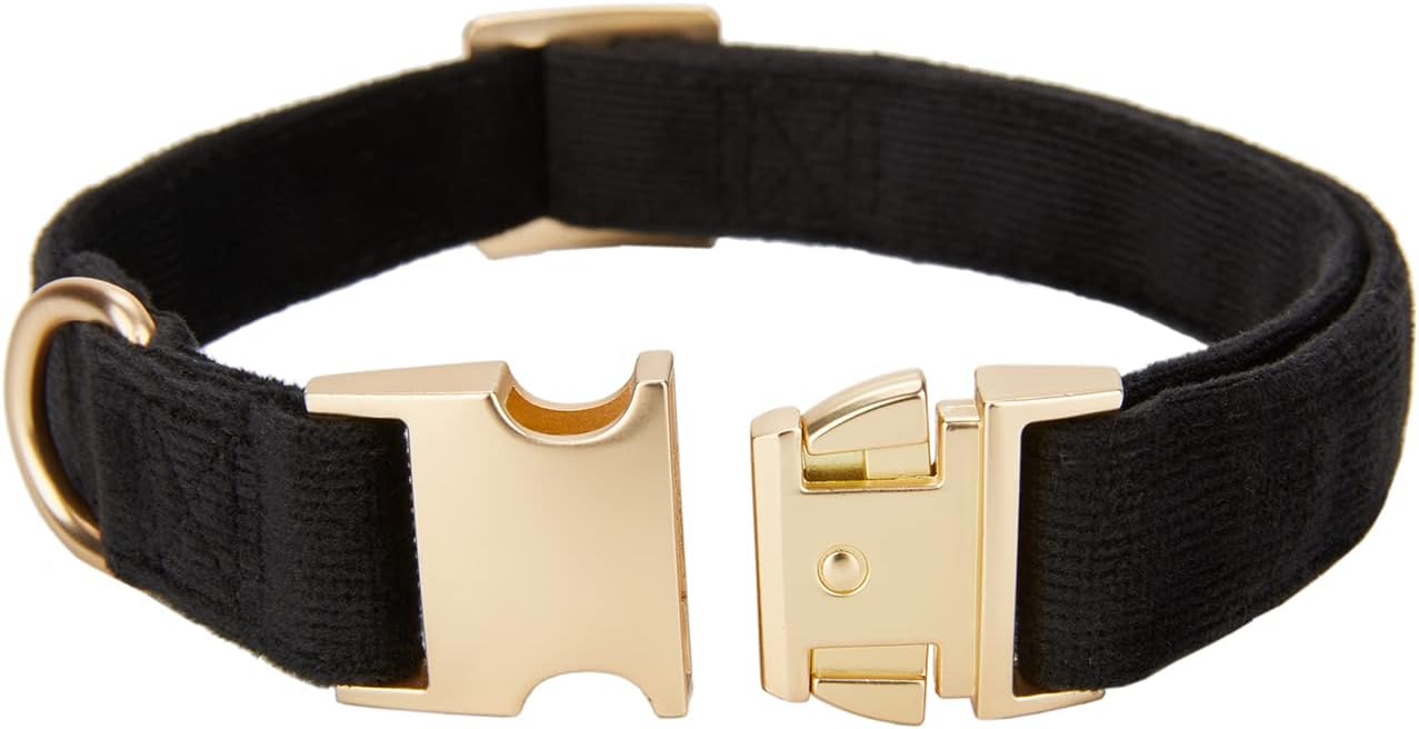 Ultraweiches Hundehalsband Natürliche Baumwolle Cord Für Kleine Hunde Mit Empfindlicher Haut,Schwarz