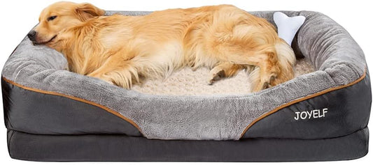 JOYELF Xlarge Gedächtnisschaum Hundebett Orthopädisches Hundebett & Sofa Mit Abnehmbarem Waschbarem Bezug Und Quietschspielzeug Als Geschenk