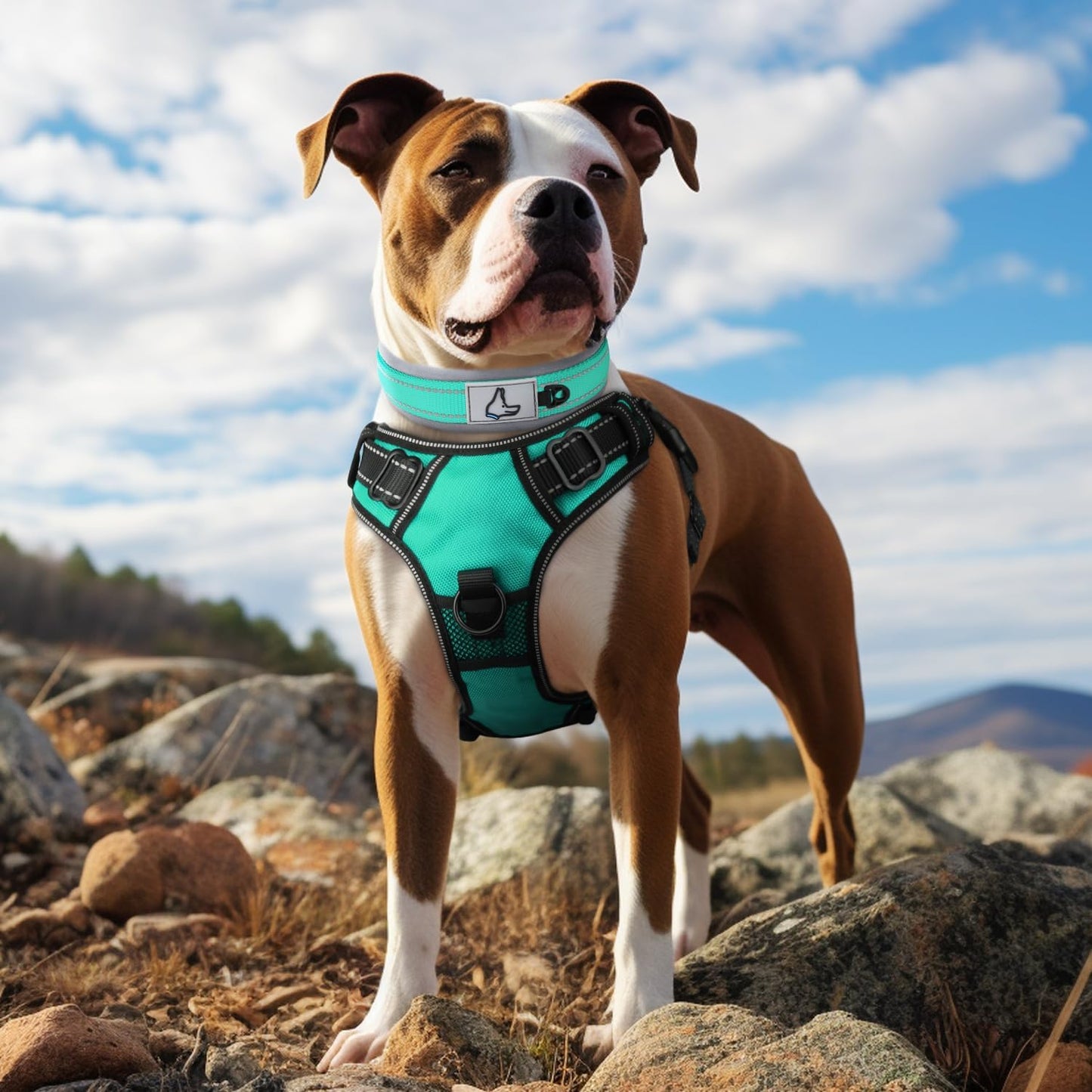 Joytale Halsband Hund, Weich Hundehalsband Gepolstert Neopren Hunde Halsband Für Mittelgroße Hunde, Nylon Reflektierend Breit Halsbänder, Türkis