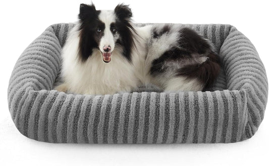 Hundebett Mittelgroße Hunde, Waschbares Hundebett Mit Abnehmbarem Bezug, Wärmendes, Weiches Beruhigendes Haustierbetten Für Welpen Mit Rutschfester Unterseite, 76 X 61 X 20 Cm, Grau