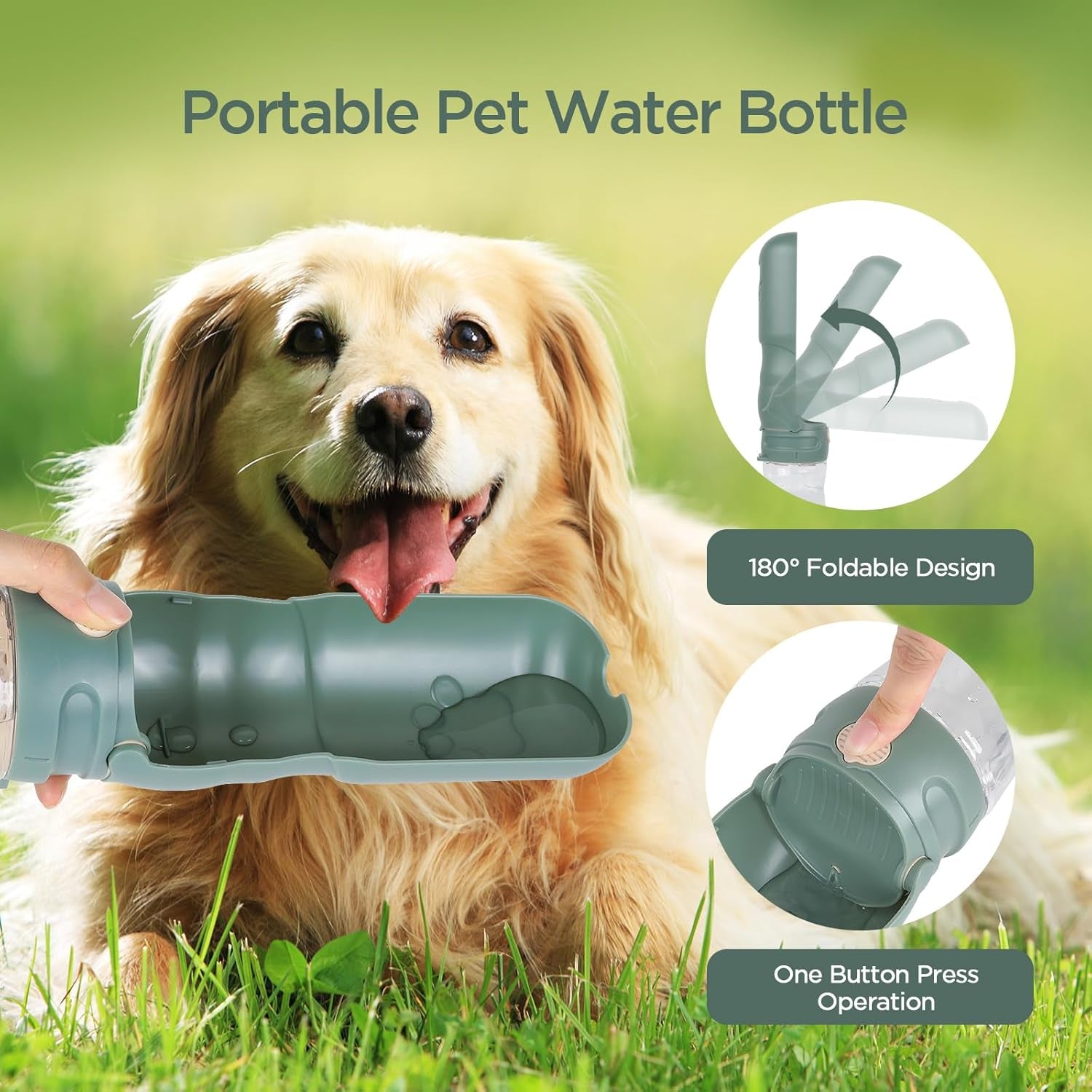 520ML Hunde Trinkflasche, 180° Faltbare Hund Katze Haustiere Auslaufsicher Wasserflasche, Tragbare Hundewasserflasche Für Kleine Pet Zum Wandern Reisen