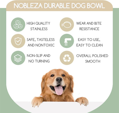 Nobleza - 2 Stück Edelstahl Hundenapf, Futternapf Hund, Wassernapf Für Mittelgroße/Große Hunde, Rutschfeste Stapelbare Haustiergerichte Haustiergerichte, Haustierfütterungsschüssel Für Hunde 22.5 Cm