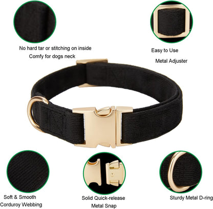 Ultraweiches Hundehalsband Natürliche Baumwolle Cord Für Kleine Hunde Mit Empfindlicher Haut,Schwarz