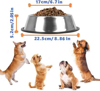 Nobleza - 2 Stück Edelstahl Hundenapf, Futternapf Hund, Wassernapf Für Mittelgroße/Große Hunde, Rutschfeste Stapelbare Haustiergerichte Haustiergerichte, Haustierfütterungsschüssel Für Hunde 22.5 Cm