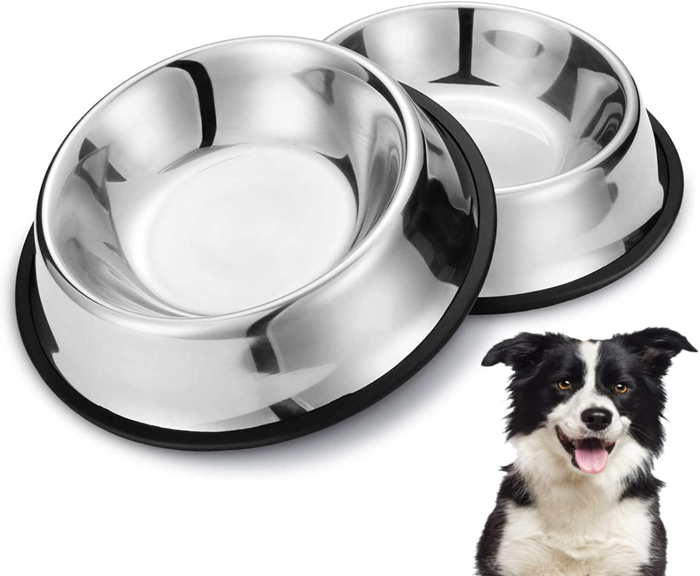 Nobleza - 2 Stück Edelstahl Hundenapf, Futternapf Hund, Wassernapf Für Mittelgroße/Große Hunde, Rutschfeste Stapelbare Haustiergerichte Haustiergerichte, Haustierfütterungsschüssel Für Hunde 22.5 Cm
