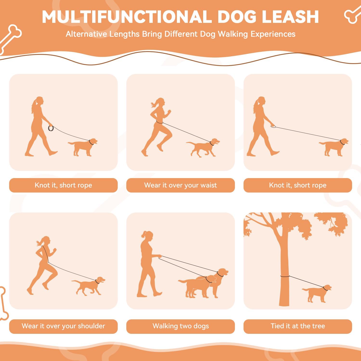 Hundeleine 3 M Verstellbare Schleppleine Für Mittel- & Großhunde(15-60Kg), Reflektierende Freihandleine Mit 2 Karabiner, Doppelleine Aus Robustem Nylon, 200 Kg Extreme Kraft