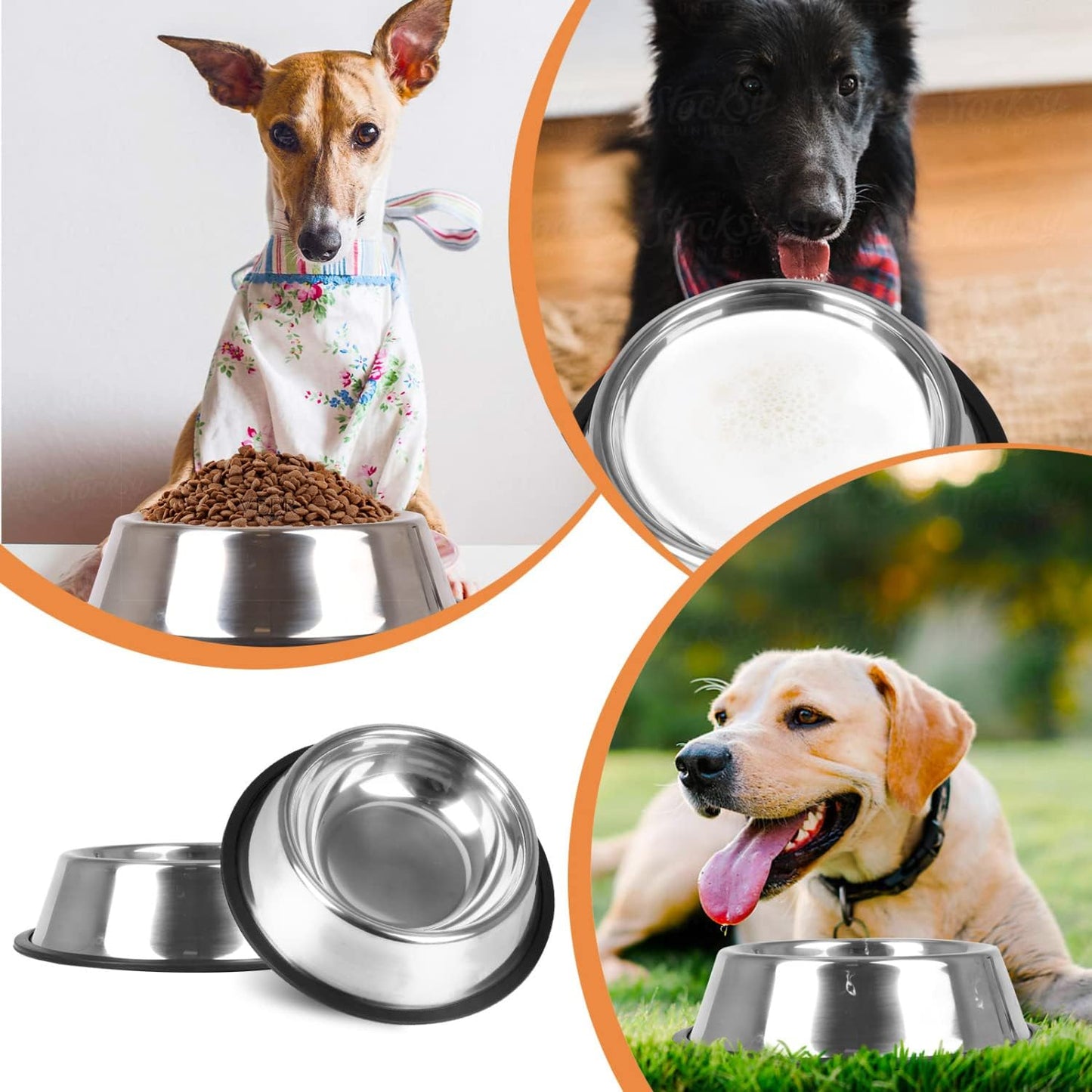 Nobleza - 2 Stück Edelstahl Hundenapf, Futternapf Hund, Wassernapf Für Mittelgroße/Große Hunde, Rutschfeste Stapelbare Haustiergerichte Haustiergerichte, Haustierfütterungsschüssel Für Hunde 22.5 Cm