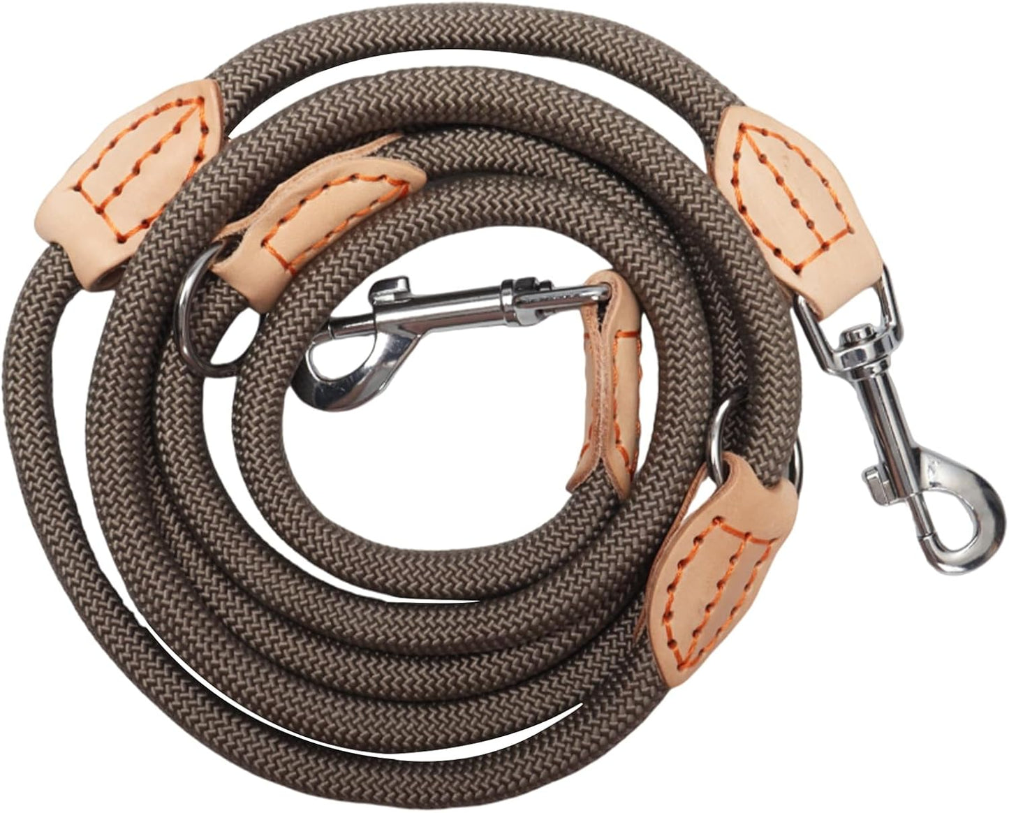 Hundeleine Für Mittelgroße & Große Hunde, Multifunktionsleine Führleine Für Hunde 2.1M Verstellbare Mit 2 Karabiner, Robuste Nylon Dog Leash, Schleppleine Doppelleine Für 2Hunde (Beige, 1Cm X 2.1M)