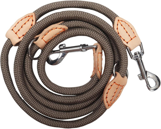 Hundeleine Für Mittelgroße & Große Hunde, Multifunktionsleine Führleine Für Hunde 2.1M Verstellbare Mit 2 Karabiner, Robuste Nylon Dog Leash, Schleppleine Doppelleine Für 2Hunde (Beige, 1Cm X 2.1M)