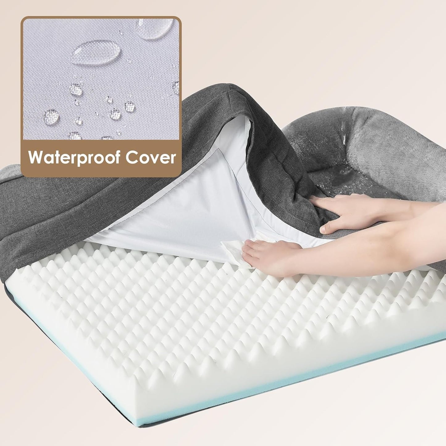 Orthopädisches Hundebett Grosse Hunde, 106.5X76X18.5Cm, Memory Foam Waschbar Und Wasserdicht Hundekorb Mit 4 Rändern, Hundesofa Hundecouch Rutschfest, Grau