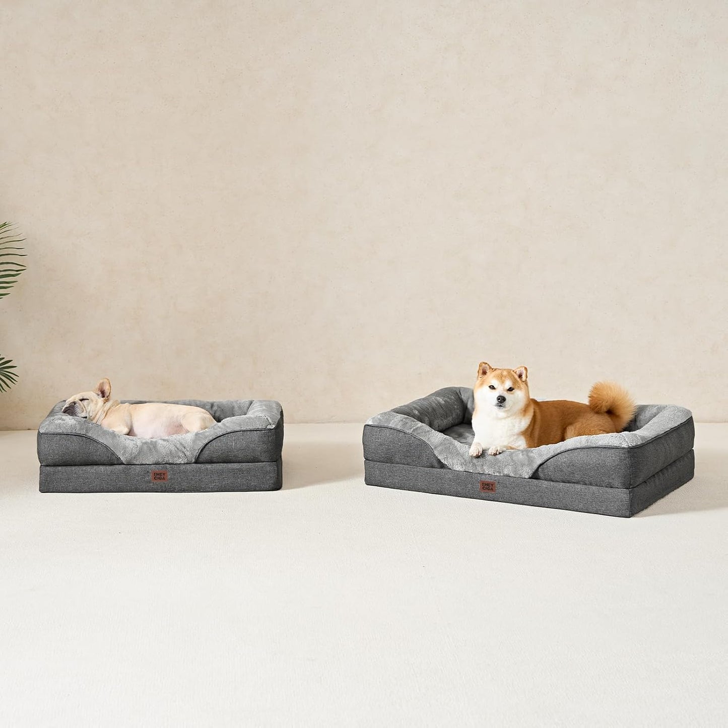 Orthopädisches Hundebett Grosse Hunde, 106.5X76X18.5Cm, Memory Foam Waschbar Und Wasserdicht Hundekorb Mit 4 Rändern, Hundesofa Hundecouch Rutschfest, Grau