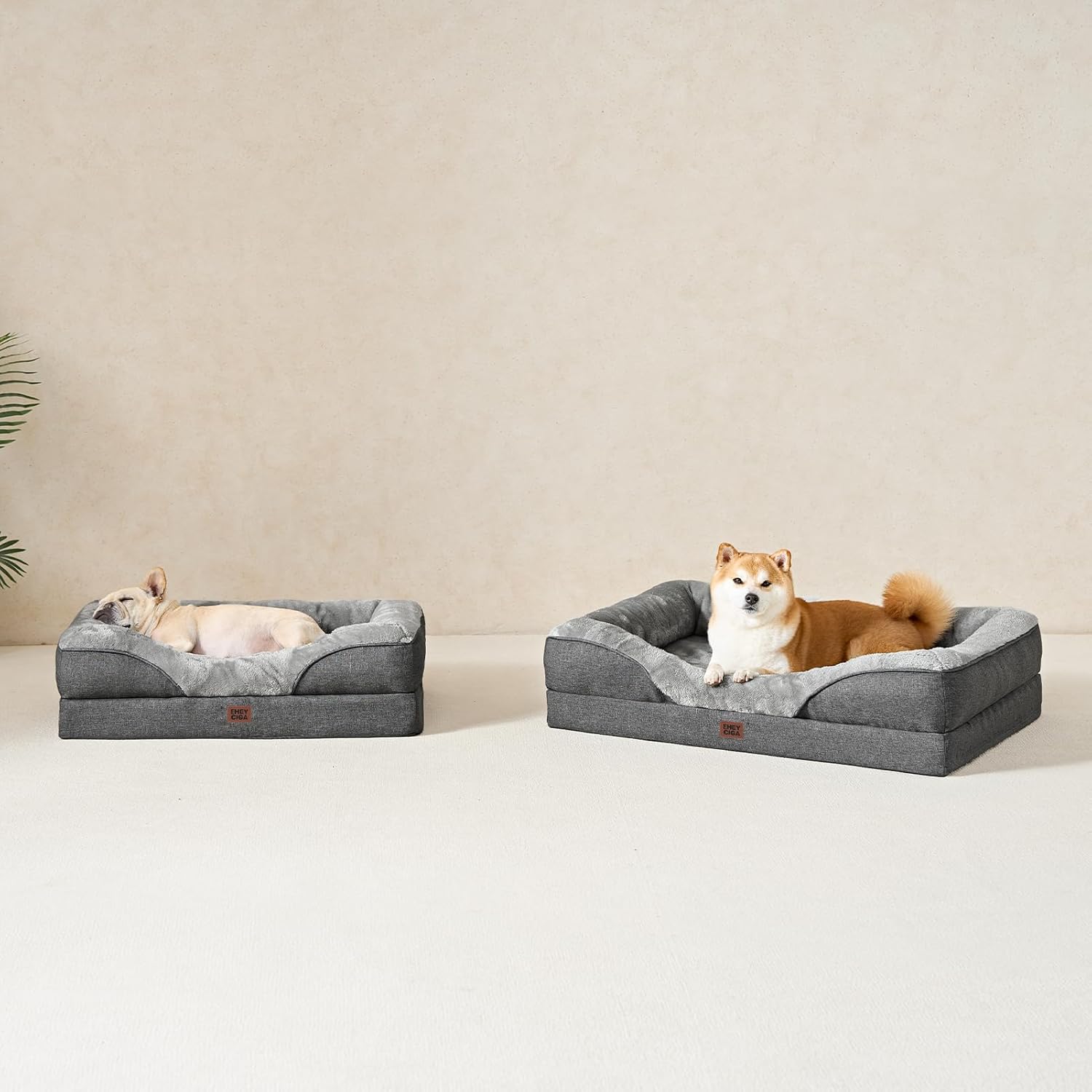 Orthopädisches Hundebett Grosse Hunde, 106.5X76X18.5Cm, Memory Foam Waschbar Und Wasserdicht Hundekorb Mit 4 Rändern, Hundesofa Hundecouch Rutschfest, Grau