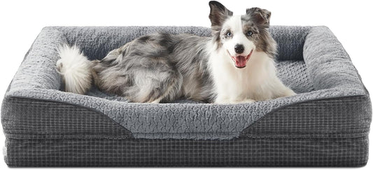 FURTIME Orthopädisches Hundebett Mittelgroße Hunde, Memory Foam Hundekorb Grosse Hunde, Abnehmbar Und Waschbar, Rutschfeste Hundekörbchen, Hohem Rand Hundesofa, 89 X 64 X 18Cm