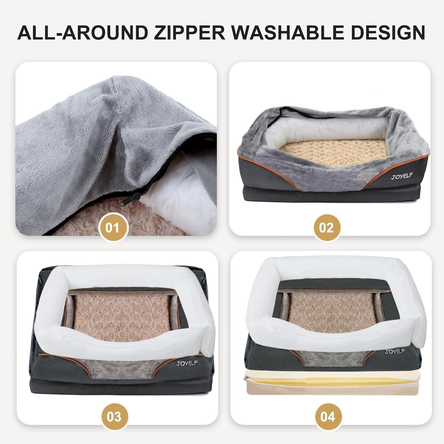 JOYELF Xlarge Gedächtnisschaum Hundebett Orthopädisches Hundebett & Sofa Mit Abnehmbarem Waschbarem Bezug Und Quietschspielzeug Als Geschenk