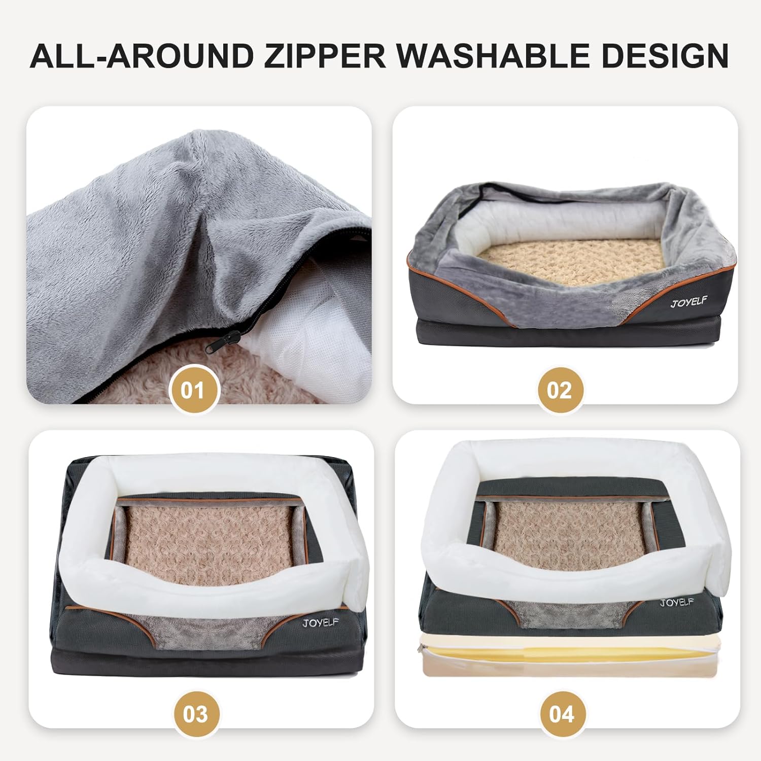 JOYELF Xlarge Gedächtnisschaum Hundebett Orthopädisches Hundebett & Sofa Mit Abnehmbarem Waschbarem Bezug Und Quietschspielzeug Als Geschenk