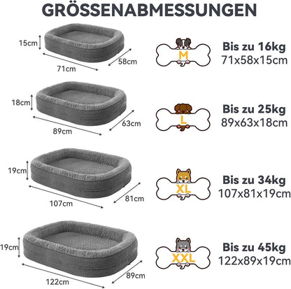 Orthopädisches Hundebett Mittelgroße Hunde, Vierseitiges Nackenrolle Kissen Hundebett Orthopädisch, Memory Foam Hundekorb Wasserdicht Rutschfest, Hundebetten Abnehmbar Und Waschbar
