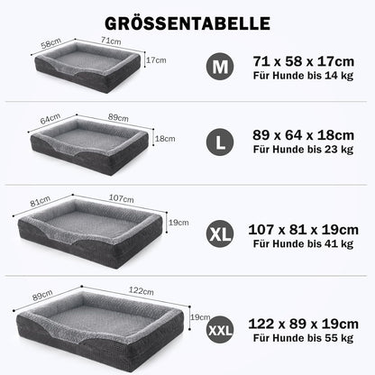 FURTIME Orthopädisches Hundebett Mittelgroße Hunde, Memory Foam Hundekorb Grosse Hunde, Abnehmbar Und Waschbar, Rutschfeste Hundekörbchen, Hohem Rand Hundesofa, 89 X 64 X 18Cm