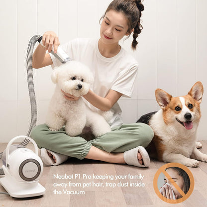 Neabot Neakasa P1 Pro Hundeschermaschine Mit Tierhaar Staubsauger 13000 Pa Haustierpflegeset, Leise Schermaschine Hund Katze Tierhaarschneidemaschine Tierhaarentferner, 5 Bewährten Pflegewerkzeugen