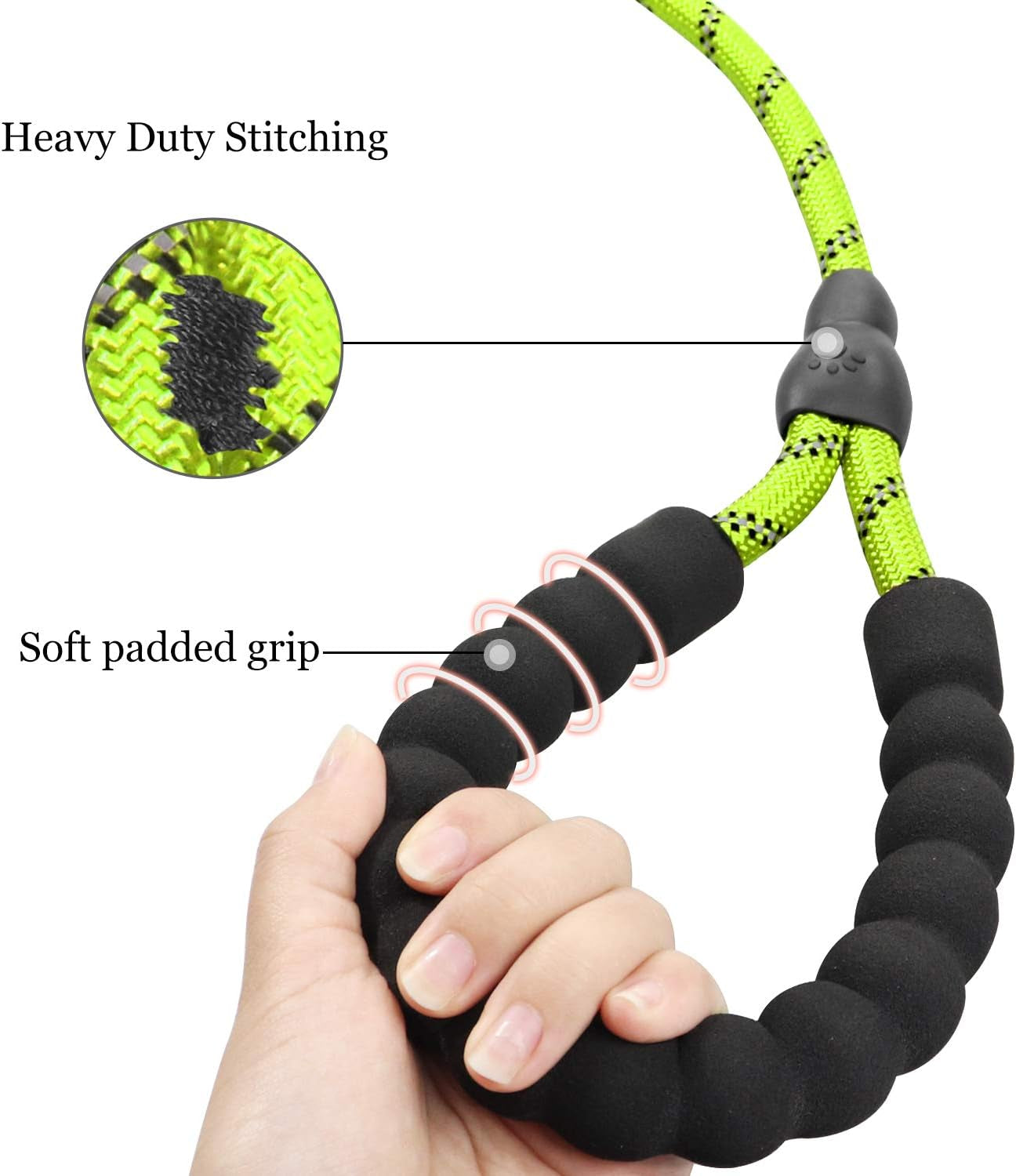 Tagme Retrieverleine Mit Zugstopp,Reflektierende Seilleine 185 Cm Moxonleine,Weicher Gepolsterter Griff,10Mm Für Mittlere Hunde,Grün