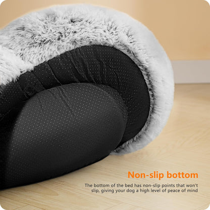 HMTOPE Orthopädisches Hundebett Rund Hundekissen Hundesofa Katzenbett Donut Kuscheliges Hundekorb Waschbar, 70 Cm Ø, Hellgrau