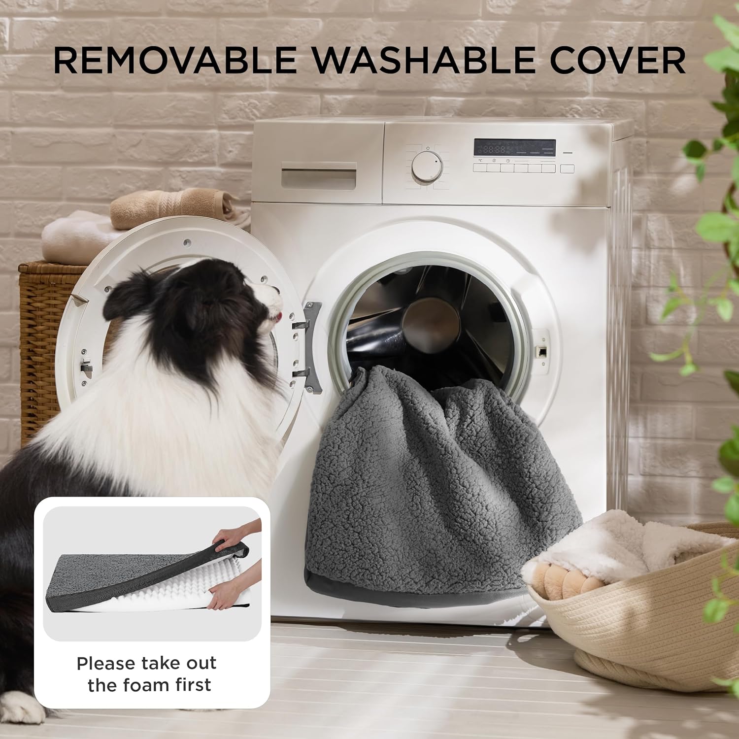 BEDSURE Orthopädisches Hundebett Grosse Hunde - 112X81X7.6Cm Hundekissen Flauschig Hundematte Waschbar Hundematratze in Dunkelgrau Für Große Hunde