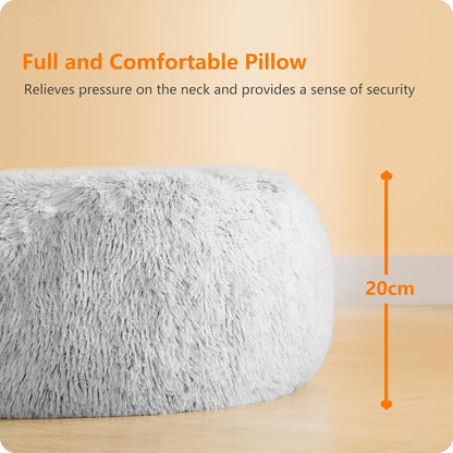 HMTOPE Orthopädisches Hundebett Rund Hundekissen Hundesofa Katzenbett Donut Kuscheliges Hundekorb Waschbar, 70 Cm Ø, Hellgrau