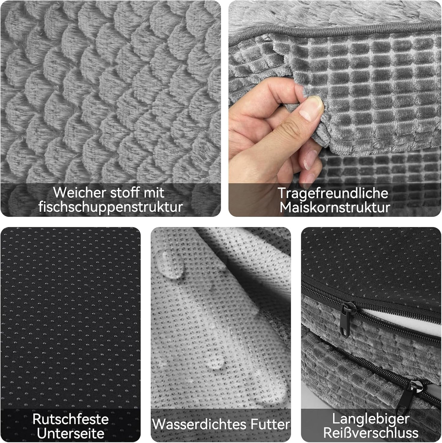 Orthopädisches Hundebett Mittelgroße Hunde, Vierseitiges Nackenrolle Kissen Hundebett Orthopädisch, Memory Foam Hundekorb Wasserdicht Rutschfest, Hundebetten Abnehmbar Und Waschbar