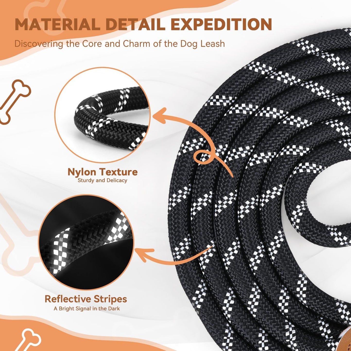 Hundeleine 3 M Verstellbare Schleppleine Für Mittel- & Großhunde(15-60Kg), Reflektierende Freihandleine Mit 2 Karabiner, Doppelleine Aus Robustem Nylon, 200 Kg Extreme Kraft