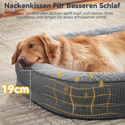 Orthopädisches Hundebett Mittelgroße Hunde, Vierseitiges Nackenrolle Kissen Hundebett Orthopädisch, Memory Foam Hundekorb Wasserdicht Rutschfest, Hundebetten Abnehmbar Und Waschbar