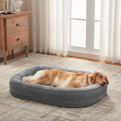 Orthopädisches Hundebett Mittelgroße Hunde, Vierseitiges Nackenrolle Kissen Hundebett Orthopädisch, Memory Foam Hundekorb Wasserdicht Rutschfest, Hundebetten Abnehmbar Und Waschbar