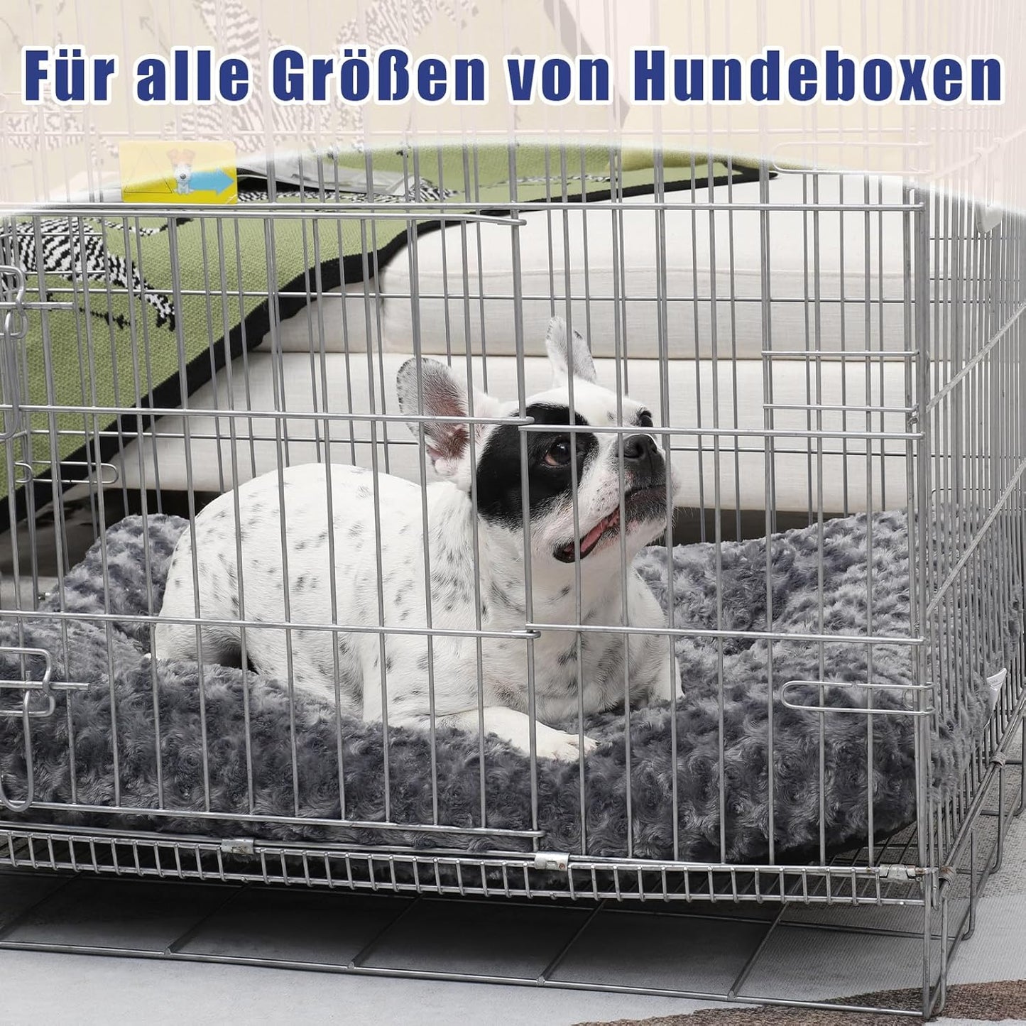 KSIIA Hundebett Grosse Hunde, Waschbar Hundekissen Flauschig, Hundematte Für Große, Mittelgroße Hunde, Rutschfeste Unterseite, Atmungsaktiv, Haustierbett Hundematratze Dunkelgrau 90X60Cm