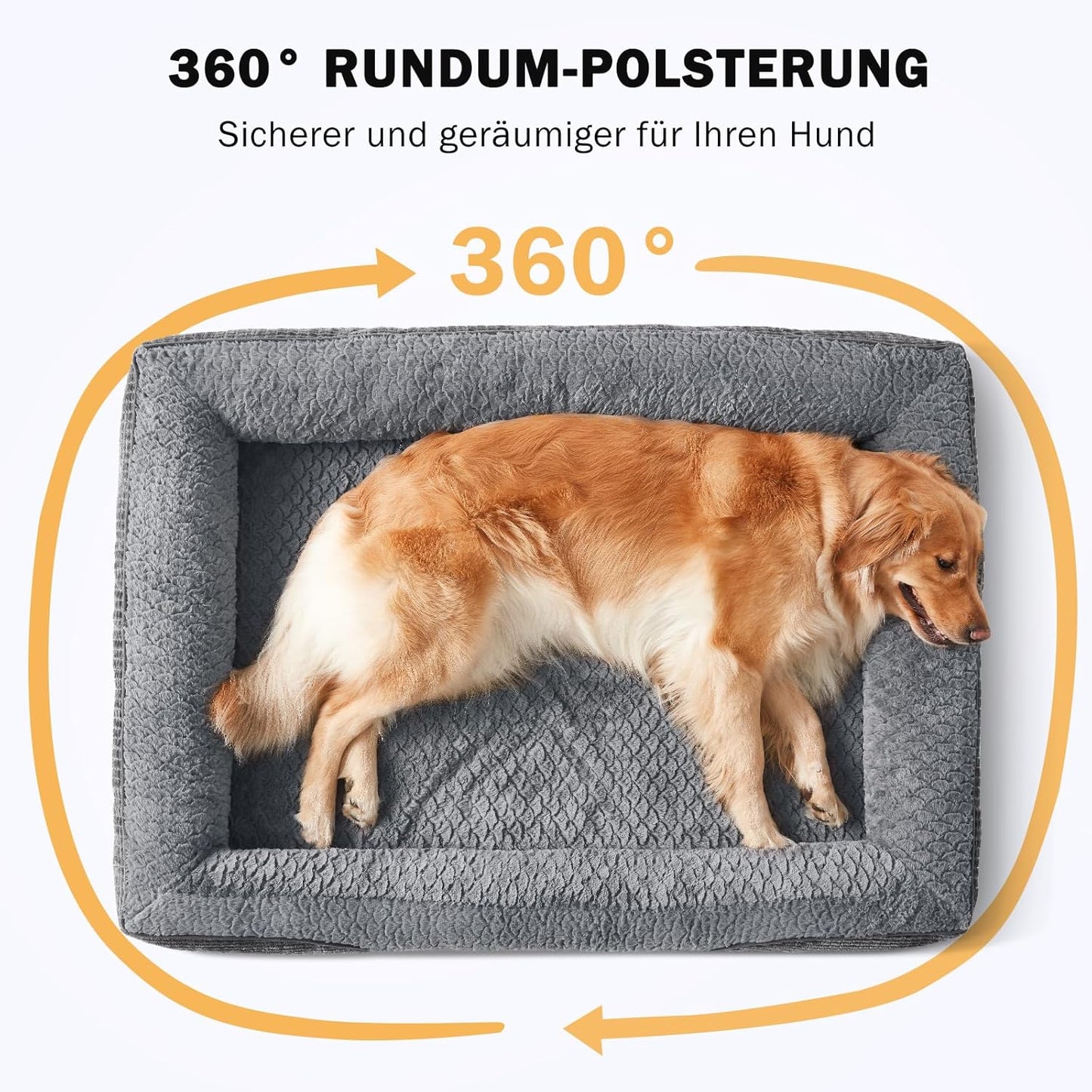 FURTIME Orthopädisches Hundebett Mittelgroße Hunde, Memory Foam Hundekorb Grosse Hunde, Abnehmbar Und Waschbar, Rutschfeste Hundekörbchen, Hohem Rand Hundesofa, 89 X 64 X 18Cm
