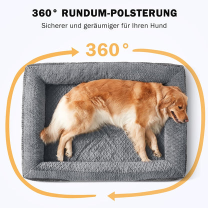 FURTIME Orthopädisches Hundebett Mittelgroße Hunde, Memory Foam Hundekorb Grosse Hunde, Abnehmbar Und Waschbar, Rutschfeste Hundekörbchen, Hohem Rand Hundesofa, 89 X 64 X 18Cm