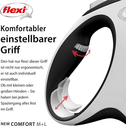 Flexi® Comfort L Gurt 8 M Schwarz, Roll-Leine Für Hunde Bis 50 Kg