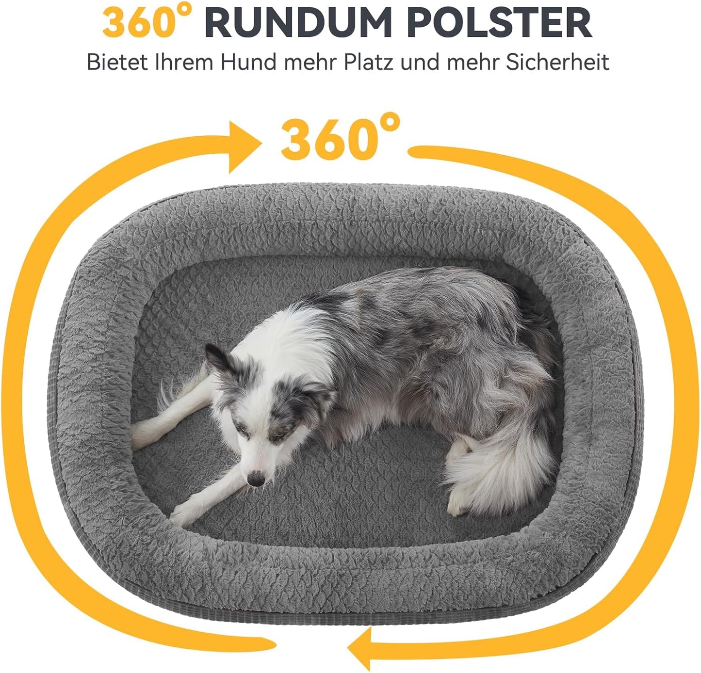 Orthopädisches Hundebett Mittelgroße Hunde, Vierseitiges Nackenrolle Kissen Hundebett Orthopädisch, Memory Foam Hundekorb Wasserdicht Rutschfest, Hundebetten Abnehmbar Und Waschbar