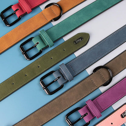 Didog Hundehalsband Aus Weichem, Gepolstertem Leder, Atmungsaktives, Strapazierfähiges Hundehalsband Aus Leder Mit Verstellbarer, Rostfreier Metallschnalle Für Mittelgroße Und Große Hunde, Grün, L
