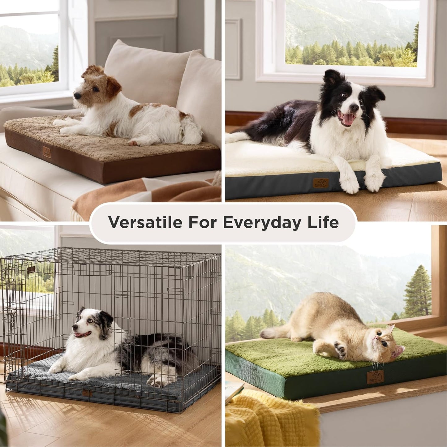BEDSURE Orthopädisches Hundebett Grosse Hunde - 112X81X7.6Cm Hundekissen Flauschig Hundematte Waschbar Hundematratze in Dunkelgrau Für Große Hunde
