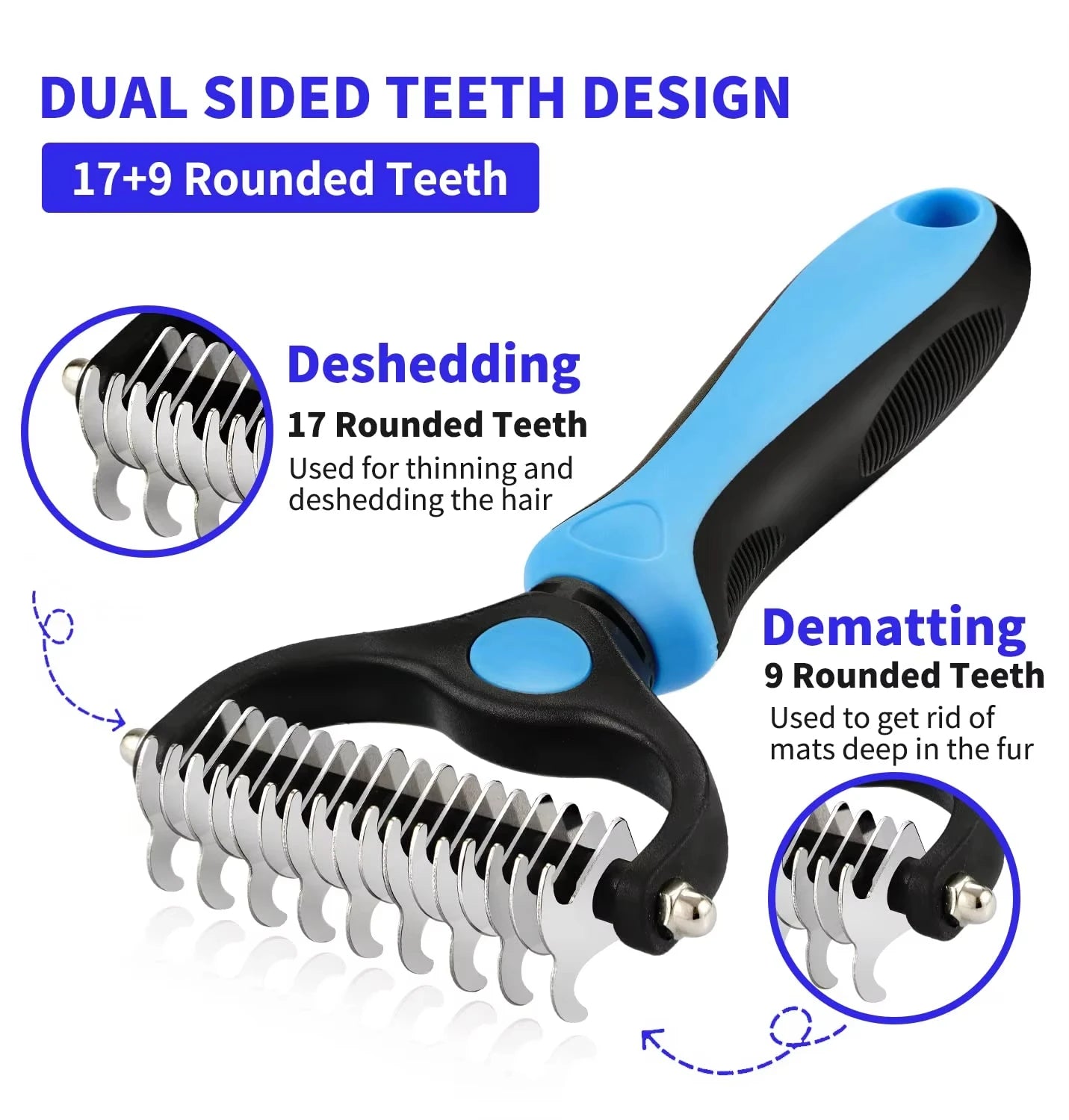 Pet Grooming Brush Comb,Dual-Sided Professional Deshedding Brush for Cats and Dogs ,Pet Brush for Removing Tangles and Knots