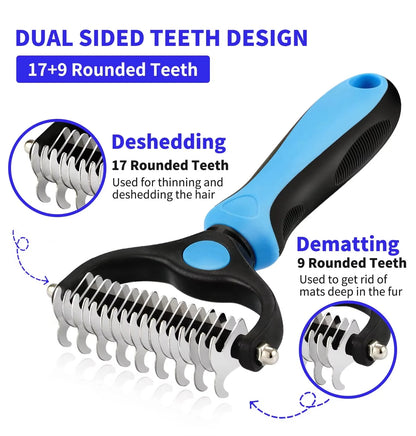 Pet Grooming Brush Comb,Dual-Sided Professional Deshedding Brush for Cats and Dogs ,Pet Brush for Removing Tangles and Knots