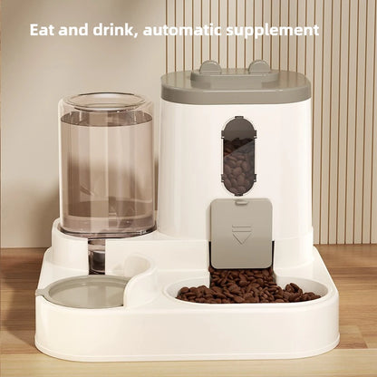 Automatic Dog Cat Feeder and Water Dispenser Gravity Food Feeder and Waterer Set with Pet Food Bowl Universal Pet Products