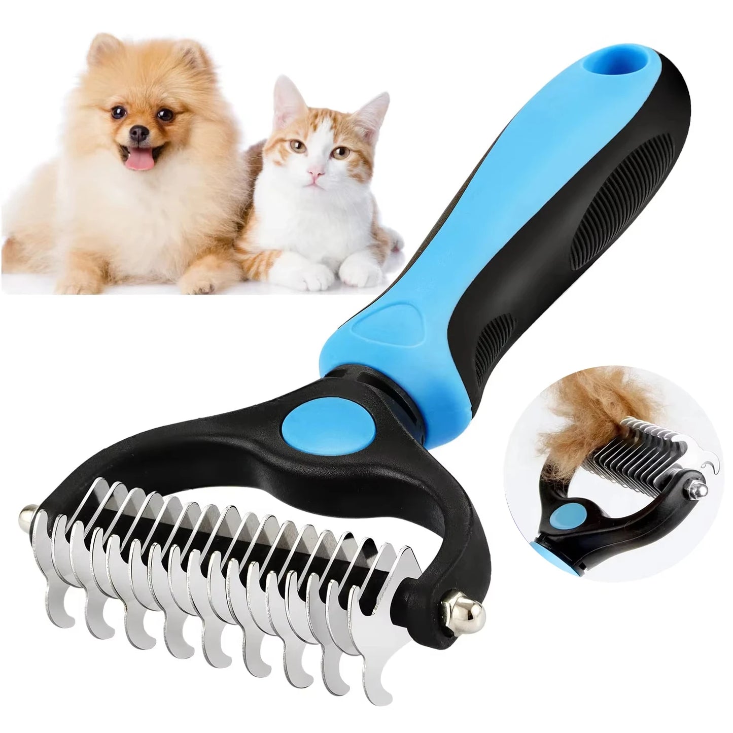 Pet Grooming Brush Comb,Dual-Sided Professional Deshedding Brush for Cats and Dogs ,Pet Brush for Removing Tangles and Knots