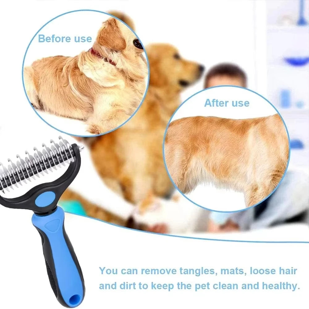 Pet Grooming Brush Comb,Dual-Sided Professional Deshedding Brush for Cats and Dogs ,Pet Brush for Removing Tangles and Knots
